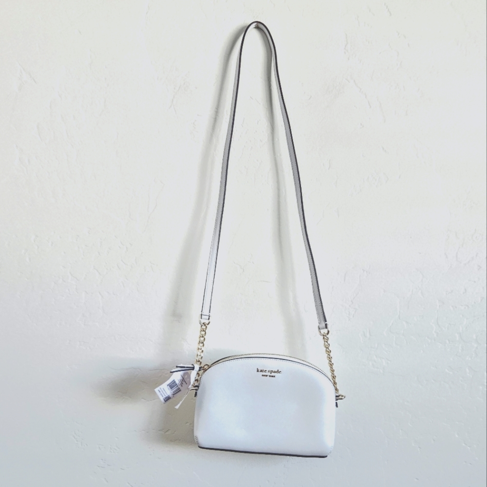 Kate Spade White Cameron Saffiano Leather Hilli Crossbody Bag
